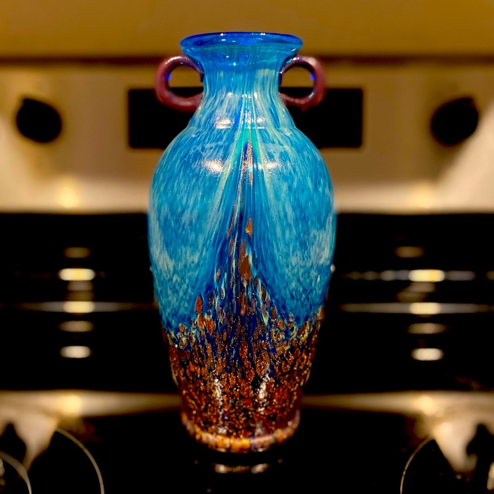Dale Tiffany 10 1/4" Favrile Adventurine Emphora Vase